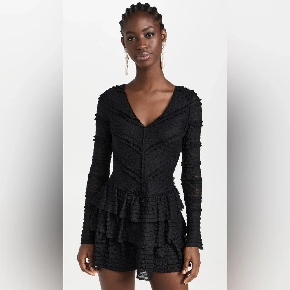 Loveshackfancy Black Textured Boreno Mini Dress New Size Small
